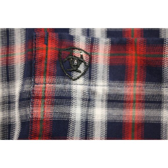 Ariat Pro Series Men's XL Plaid Button-Down Shirt Red/Navy/White Cotton Blend Lo - Picture 3 of 7
